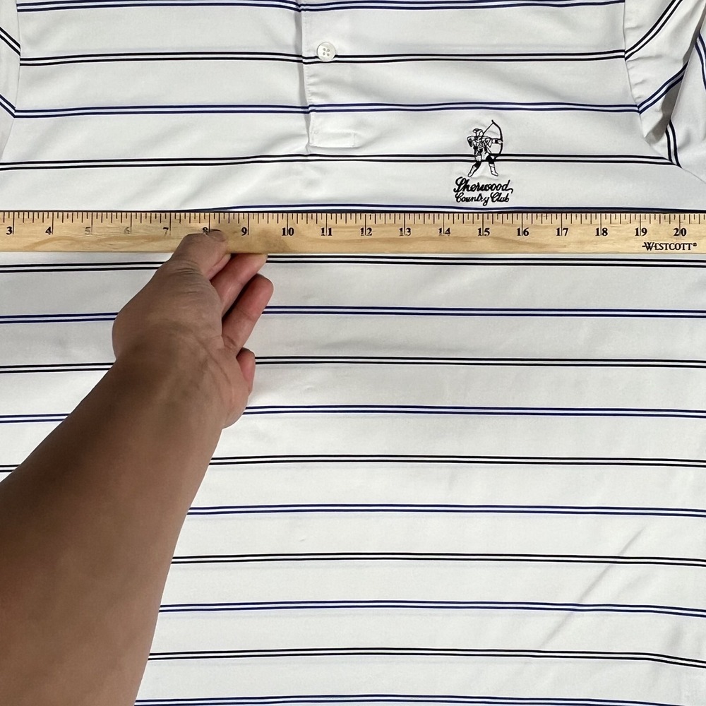 RLX Ralph Lauren‎ Shirt Mens Medium White Striped Sherwood CC Golf Polo Stretch - Picture 8 of 12